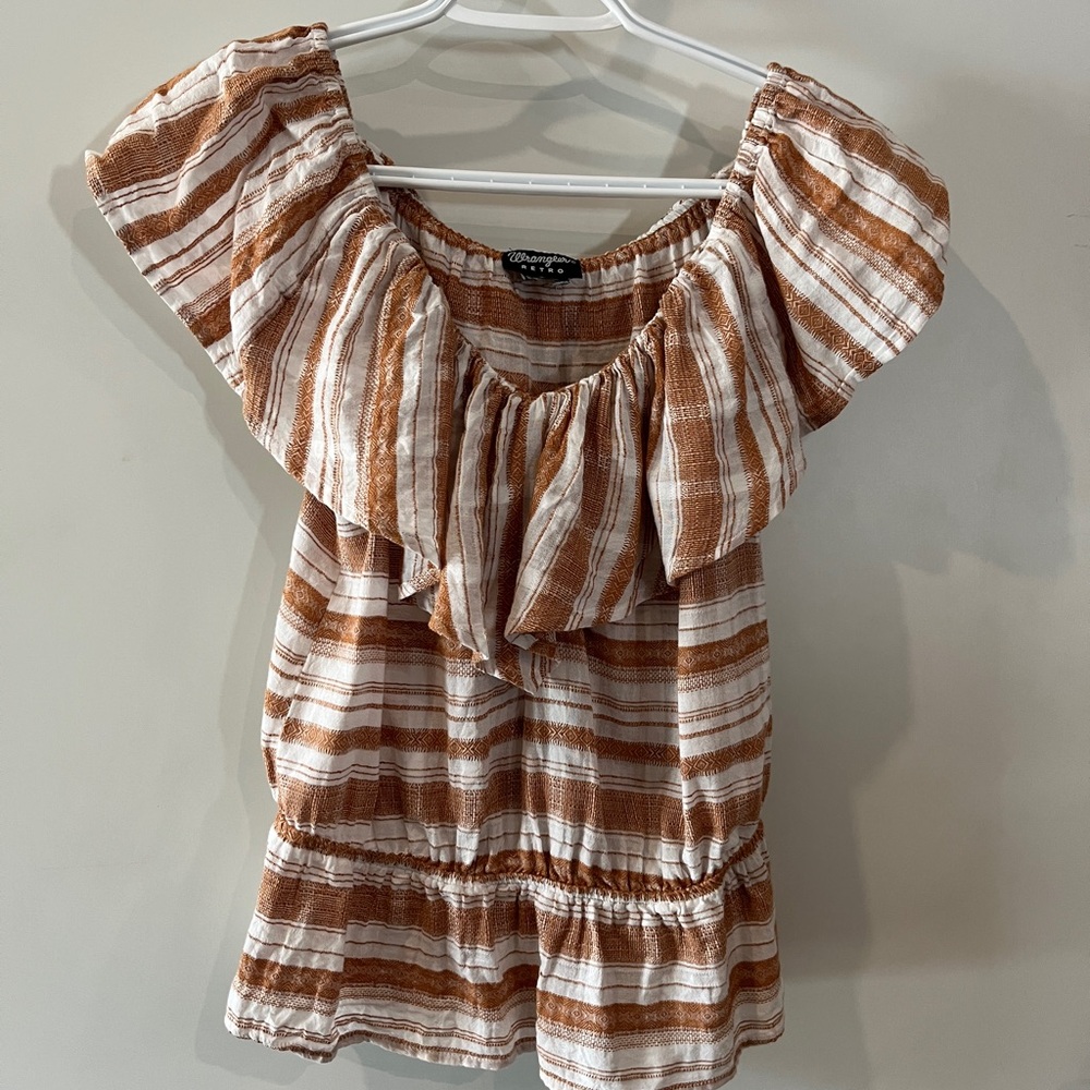 Striped Brown and White Women's Top